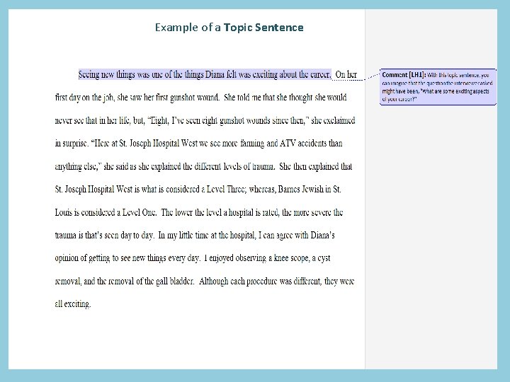 Example of a Topic Sentence 