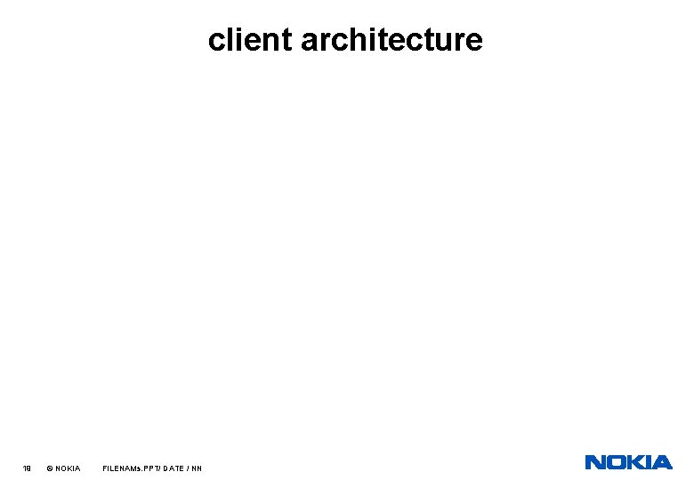 client architecture 19 © NOKIA FILENAMs. PPT/ DATE / NN 