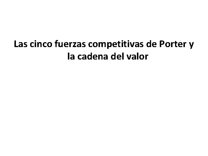 Las cinco fuerzas competitivas de Porter y la cadena del valor 