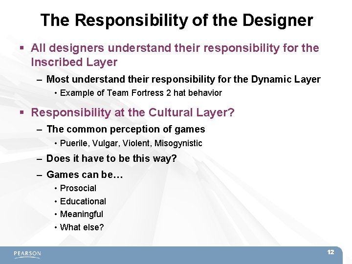 The Responsibility of the Designer All designers understand their responsibility for the Inscribed Layer