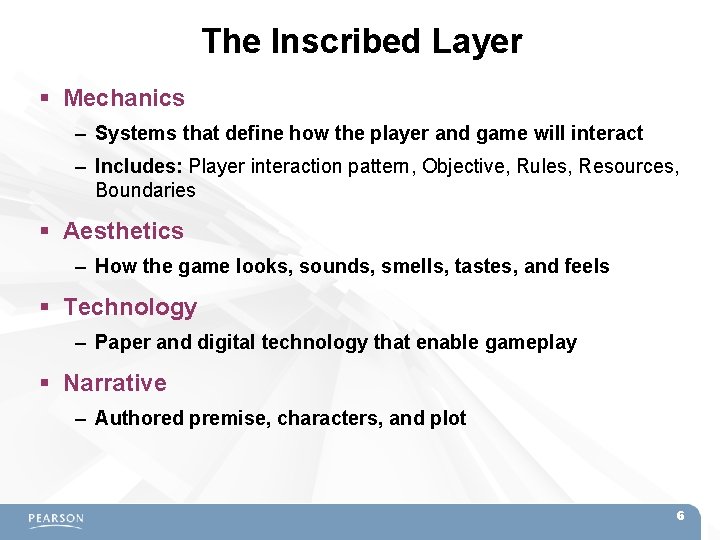 The Inscribed Layer Mechanics – Systems that define how the player and game will