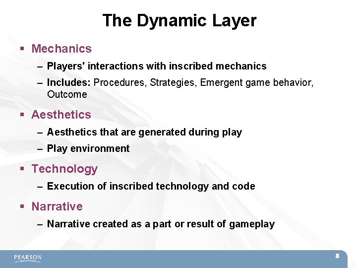 The Dynamic Layer Mechanics – Players' interactions with inscribed mechanics – Includes: Procedures, Strategies,