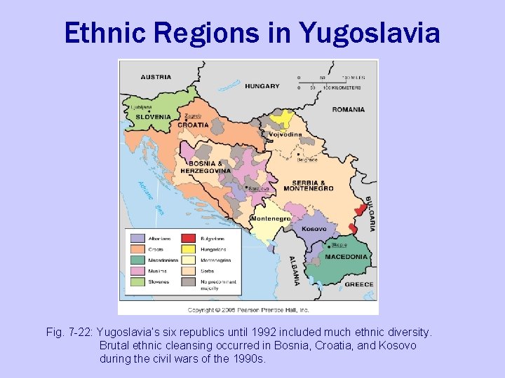 Ethnic Regions in Yugoslavia Fig. 7 -22: Yugoslavia’s six republics until 1992 included much