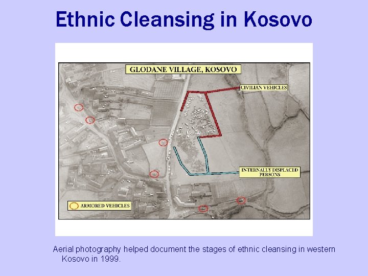 Ethnic Cleansing in Kosovo Aerial photography helped document the stages of ethnic cleansing in