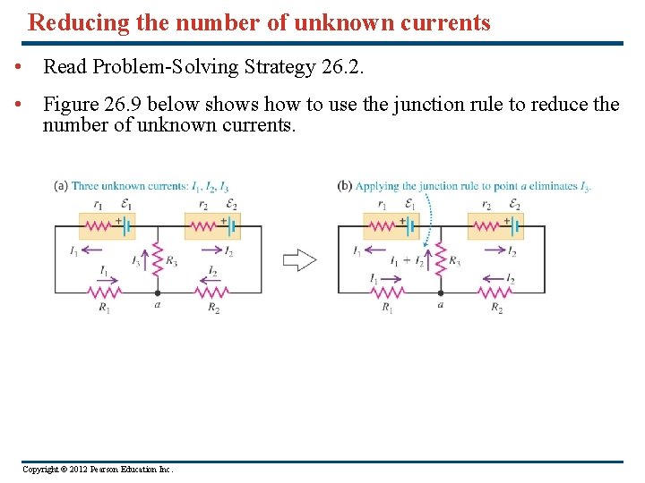 Reducing the number of unknown currents • Read Problem-Solving Strategy 26. 2. • Figure