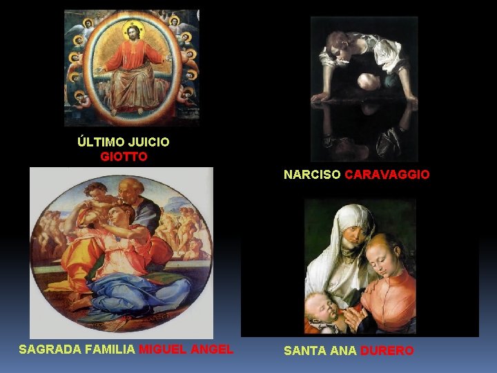 ÚLTIMO JUICIO GIOTTO NARCISO CARAVAGGIO SAGRADA FAMILIA MIGUEL ANGEL SANTA ANA DURERO ÚLTIMO JUICIO GIOTTO NARCISO CARAVAGGIO SAGRADA FAMILIA MIGUEL ANGEL SANTA ANA DURERO