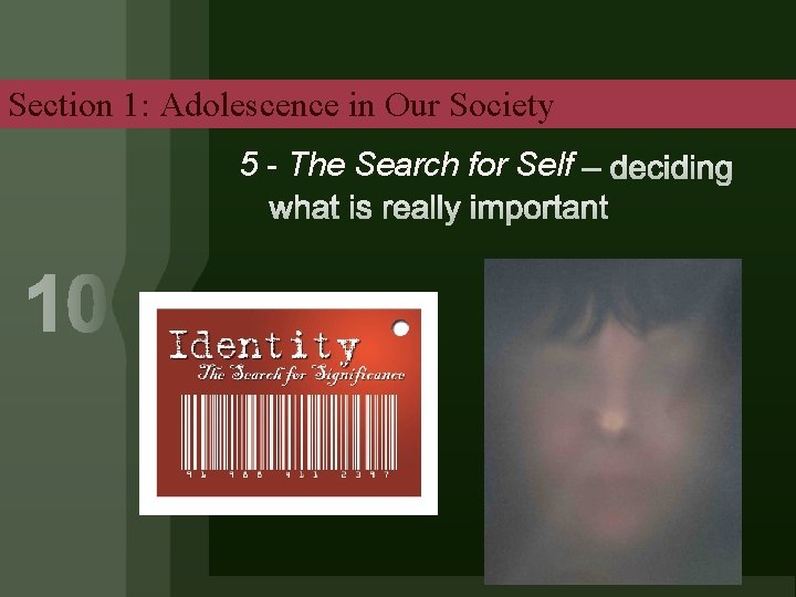 Section 1: Adolescence in Our Society 5 - The Search for Self 