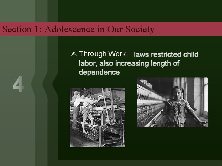 Section 1: Adolescence in Our Society Through Work 