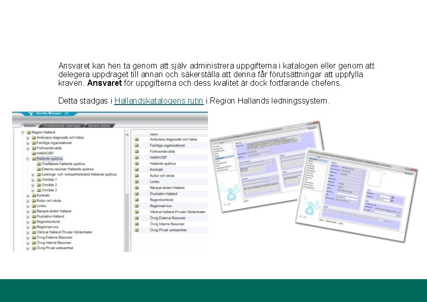 Ansvaret kan hen ta genom att själv administrera uppgifterna i katalogen eller genom att