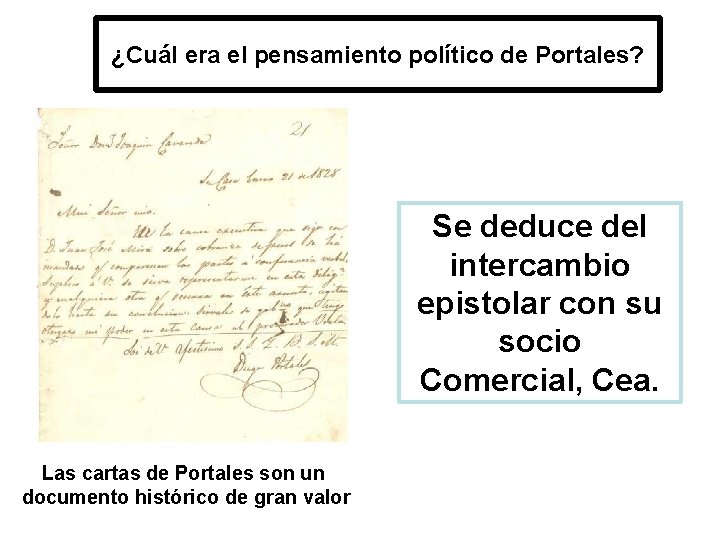 ¿Cuál era el pensamiento político de Portales? Se deduce del intercambio epistolar con su