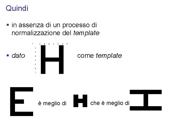 Quindi § in assenza di un processo di normalizzazione del template § dato come