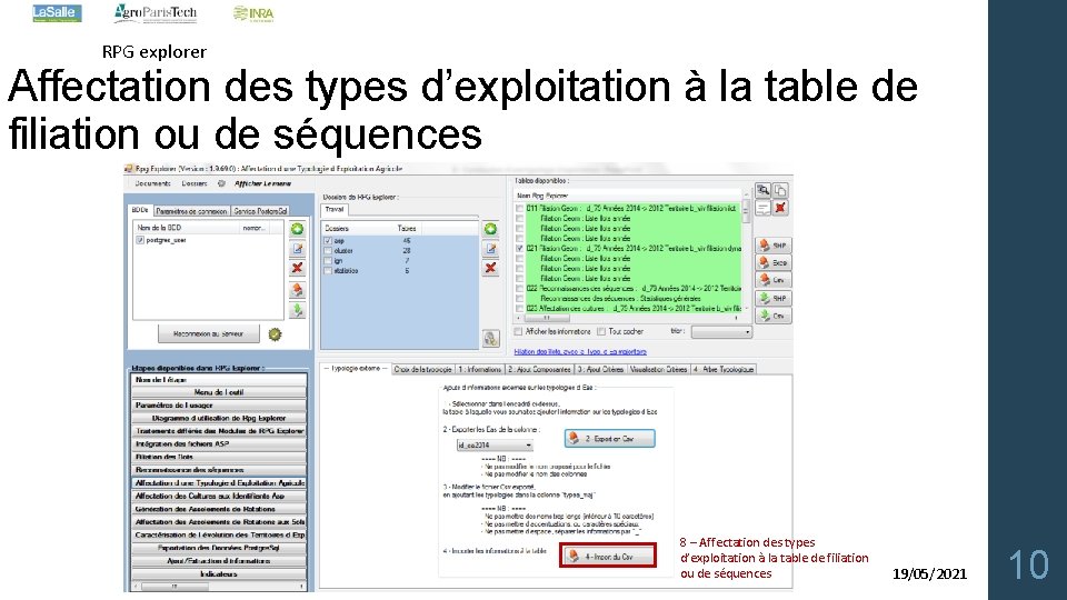 RPG explorer Affectation des types d’exploitation à la table de filiation ou de séquences