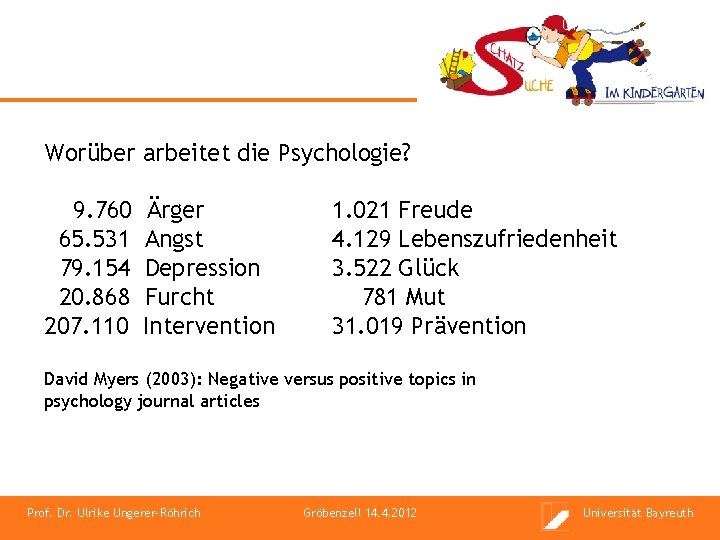 Universität Bayreuth Worüber arbeitet die Psychologie? 9. 760 65. 531 79. 154 20. 868