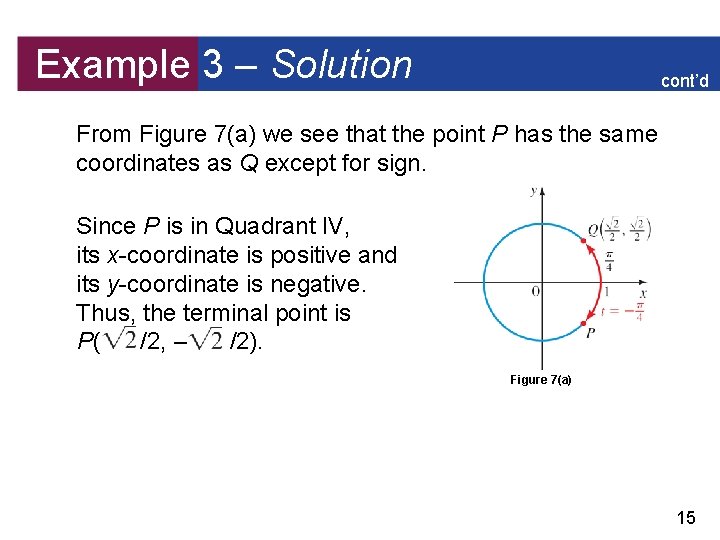Example 3 – Solution cont’d From Figure 7(a) we see that the point P