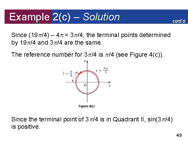 Example 2(c) – Solution cont’d Since (19 /4) – 4 = 3 /4, the