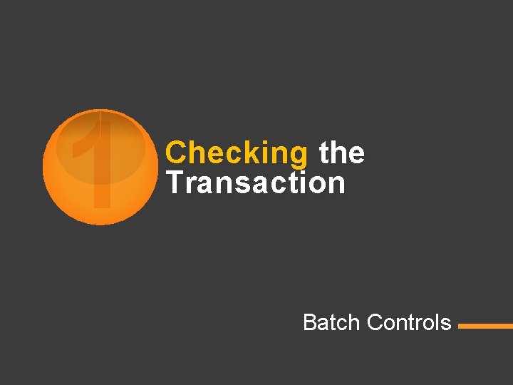 1 Checking the Transaction Batch Controls 