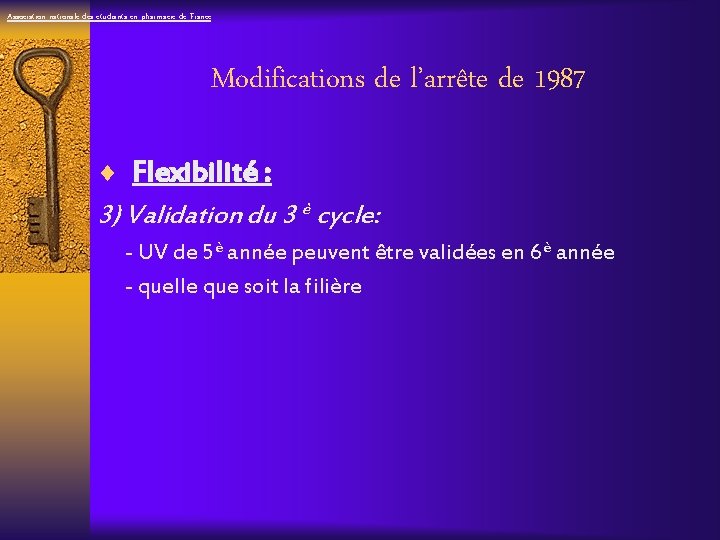 Association nationale des étudiants en pharmacie de France Modifications de l’arrête de 1987 ¨