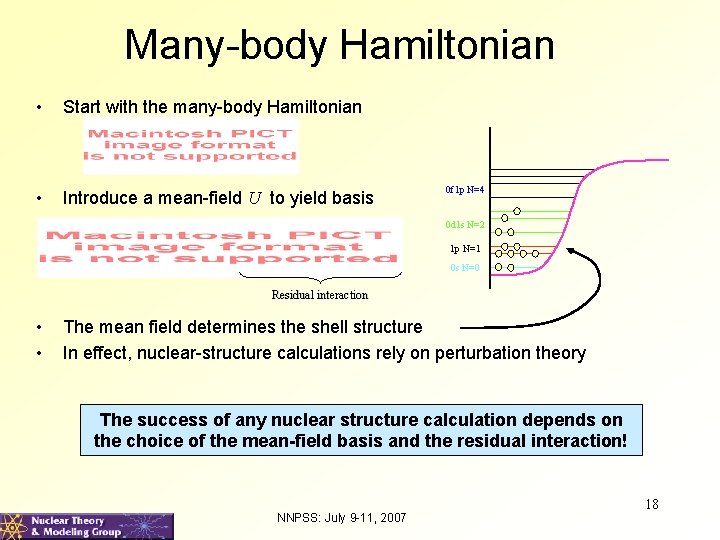 Many-body Hamiltonian • Start with the many-body Hamiltonian • Introduce a mean-field U to