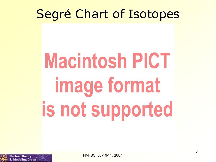 Segré Chart of Isotopes NNPSS: July 9 -11, 2007 3 