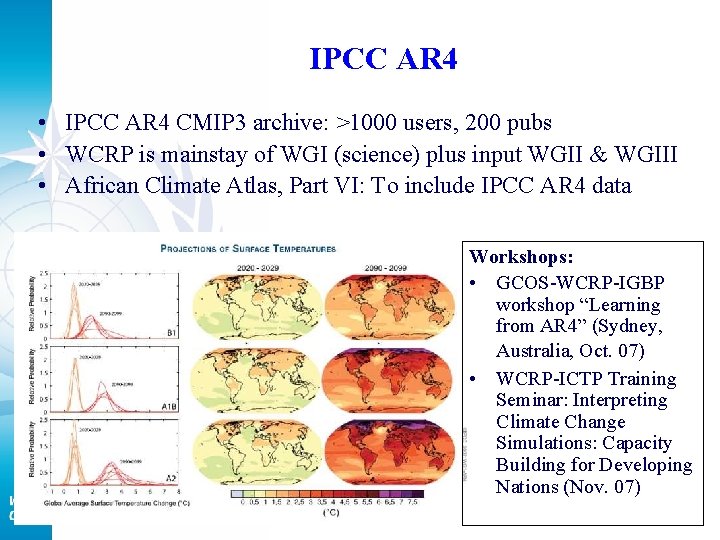 IPCC AR 4 • IPCC AR 4 CMIP 3 archive: >1000 users, 200 pubs