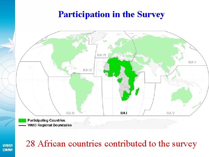 Participation in the Survey 28 African countries contributed to the survey 