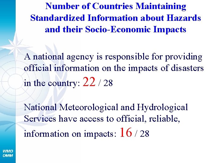 Number of Countries Maintaining Standardized Information about Hazards and their Socio-Economic Impacts A national