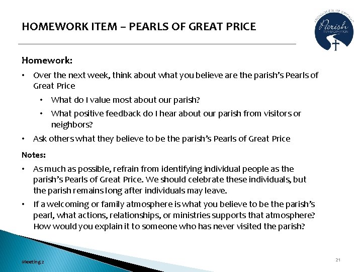 HOMEWORK ITEM – PEARLS OF GREAT PRICE Homework: • Over the next week, think
