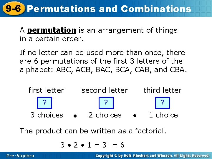 9 6 Permutationsand and Combinations Warm Up Problem
