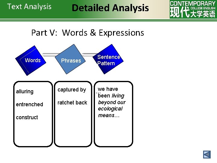 Text Analysis Detailed Analysis Part V: Words & Expressions Words Phrases alluring captured by