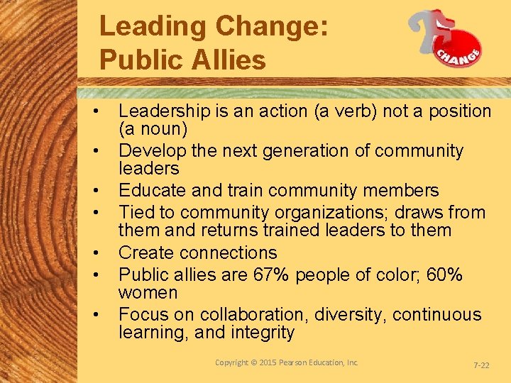 Leading Change: Public Allies • • Leadership is an action (a verb) not a