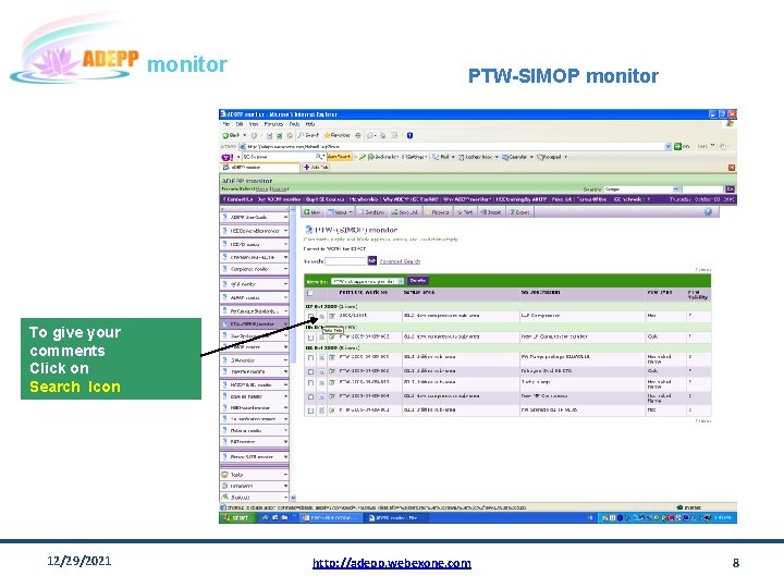 monitor PTW-SIMOP monitor To give your comments Click on Search Icon 12/29/2021 http: //adepp.