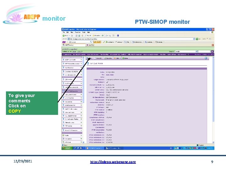 monitor PTW-SIMOP monitor To give your comments Click on COPY 12/29/2021 http: //adepp. webexone.
