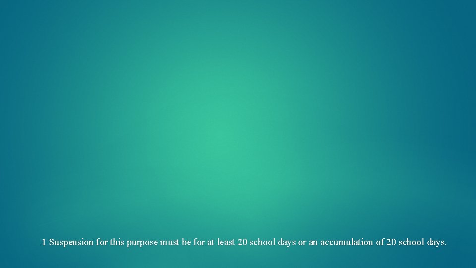 1 Suspension for this purpose must be for at least 20 school days or