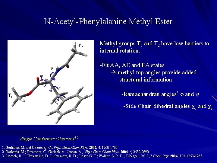 N-Acetyl-Phenylalanine Methyl Ester T 2 Methyl groups T 1 and T 2 have low