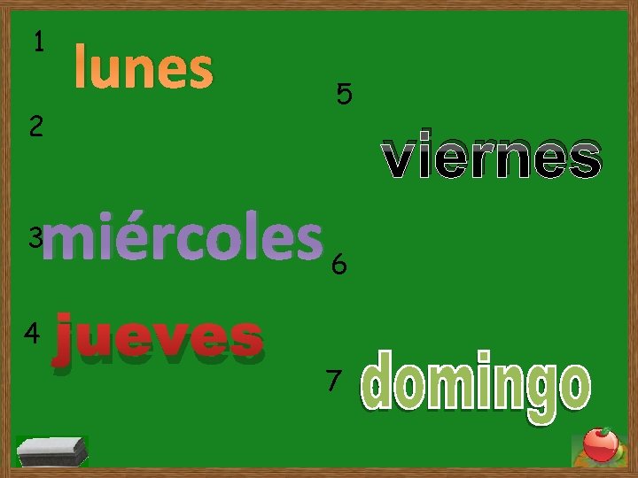 1 lunes 5 2 viernes miércoles 3 4 jueves 6 7 1 lunes 5 2 viernes miércoles 3 4 jueves 6 7