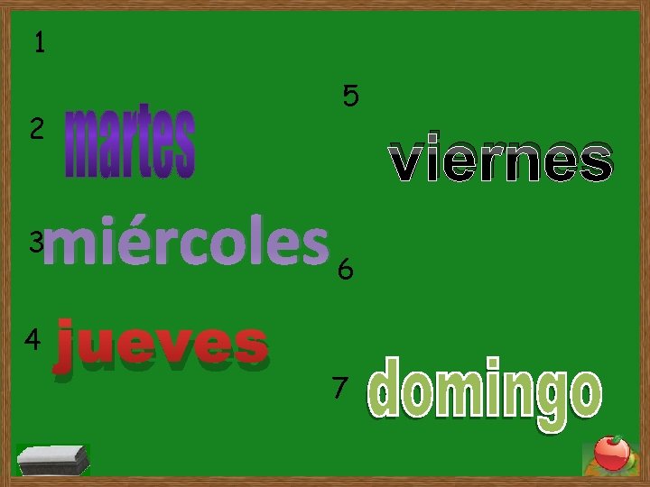 1 5 2 viernes miércoles 3 4 jueves 6 7 1 5 2 viernes miércoles 3 4 jueves 6 7