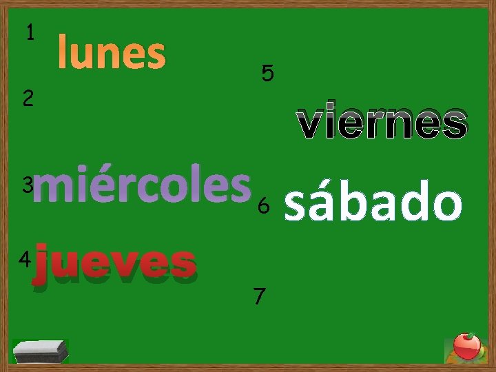 1 lunes 2 5 viernes miércoles sábado 3 4 6 jueves 7 1 lunes 2 5 viernes miércoles sábado 3 4 6 jueves 7