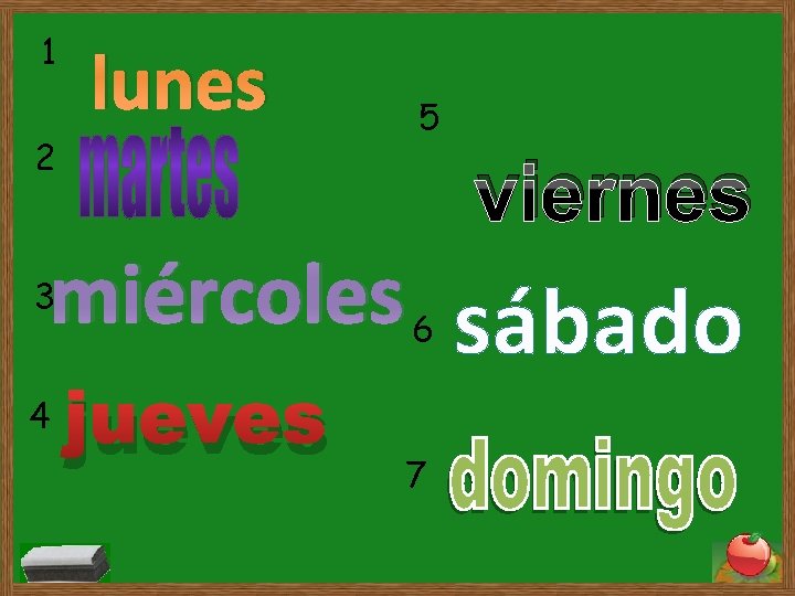 1 lunes 2 5 viernes miércoles sábado 3 4 6 jueves 7 1 lunes 2 5 viernes miércoles sábado 3 4 6 jueves 7