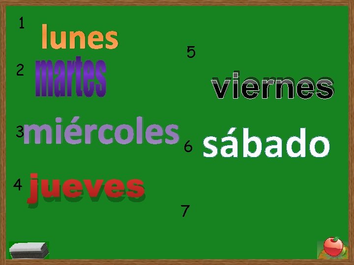 1 lunes 2 5 viernes miércoles sábado 3 4 6 jueves 7 1 lunes 2 5 viernes miércoles sábado 3 4 6 jueves 7