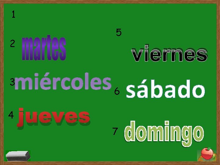 1 5 2 viernes miércoles sábado 3 4 6 jueves 7 1 5 2 viernes miércoles sábado 3 4 6 jueves 7