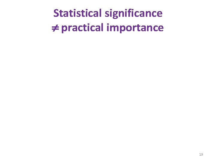Statistical significance practical importance 19 
