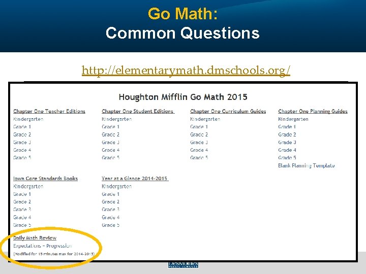 Go Math: Common Questions http: //elementarymath. dmschools. org/ 