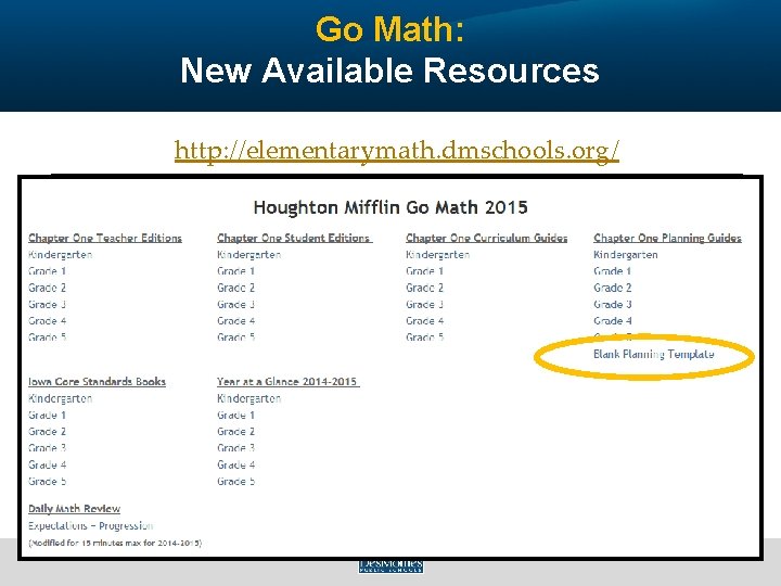 Go Math: New Available Resources http: //elementarymath. dmschools. org/ 