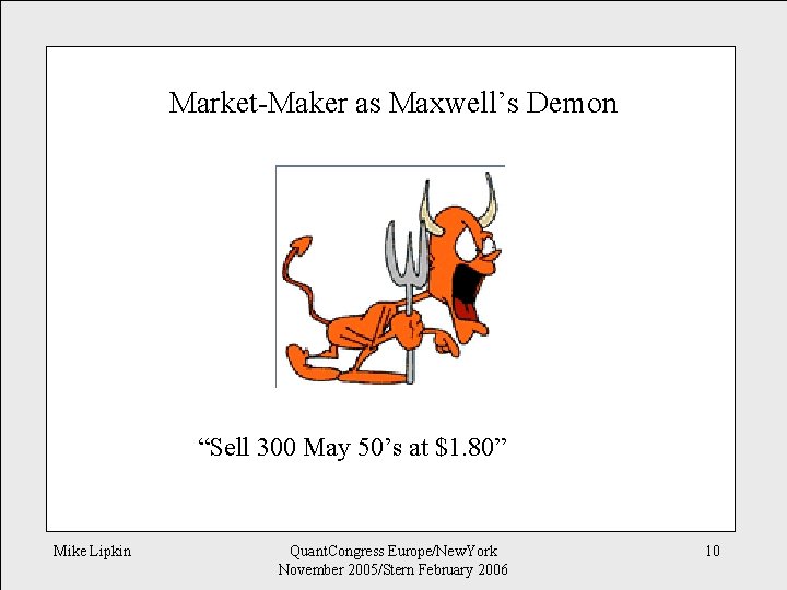 Market-Maker as Maxwell’s Demon “Sell 300 May 50’s at $1. 80” Mike Lipkin Quant.