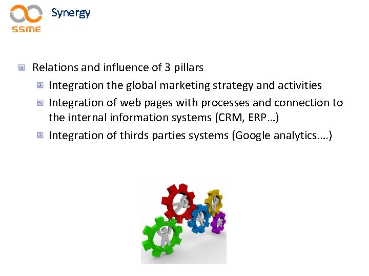 Synergy Relations and influence of 3 pillars Integration the global marketing strategy and activities