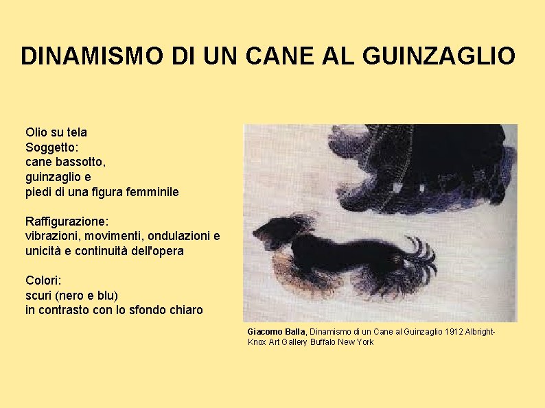 DINAMISMO DI UN CANE AL GUINZAGLIO Olio su tela Soggetto: cane bassotto, guinzaglio e