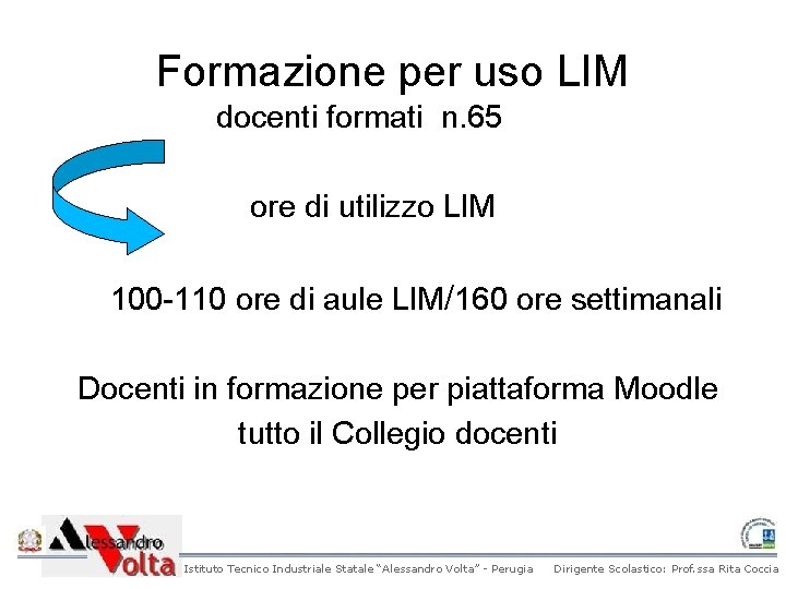Formazione per uso LIM docenti formati n. 65 ore di utilizzo LIM 100 -110 Formazione per uso LIM docenti formati n. 65 ore di utilizzo LIM 100 -110