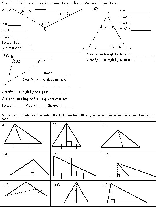 Section 3: Solve each algebra connection problem. Answer all questions. 28. A 2 x