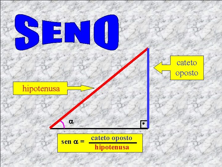 cateto oposto hipotenusa sen = cateto oposto hipotenusa 