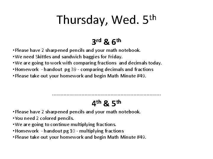 Tuesday Assignment Tuesday Jan 3 rd Enrichment New Seat Assignments